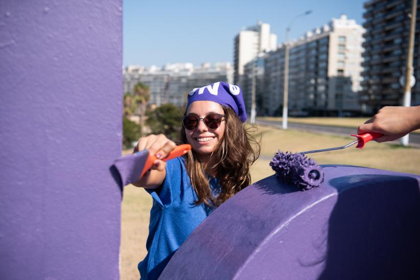 Intervención en letras de Montevideo por el mes de la mujer 2023, 3 de marzo de 2023
