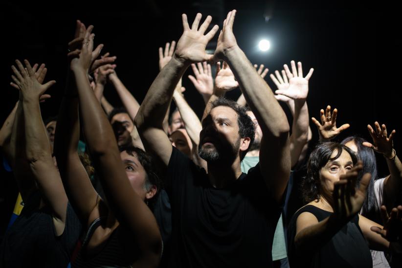 Ensayo de la obra «Edipo Rey» en el teatro Solís