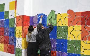 Realización de mural en plazoleta de avenida Agraciada y Zufriategui, barrio Paso Molino