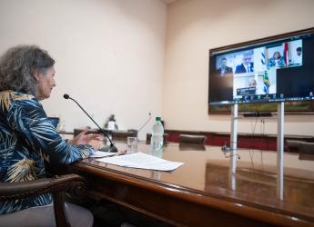 Intendenta interina Mariella Mazzotti en el Conversatorio Mercosur, 21 de febrero 2025