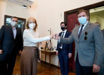 Reunión de la intendenta Carolina Cosse con el presidente de Conmebol, Alejandro Dominguez