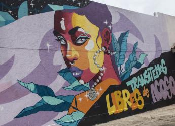 Mural Montevideo libre de acoso en el Centro Comunal Zonal Nº4