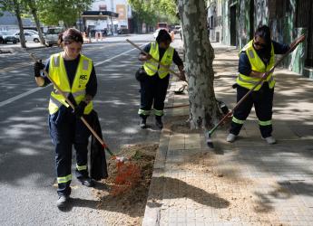 Cuadrilla de trabajo ABC realiza tareas de barrido en Avda. Agraciada desde Fraga hacia el Oeste