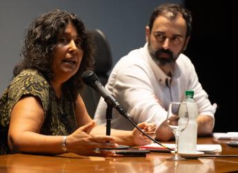 Solana Quesada en la presentación de los primeros resultados del funcionamiento de la Línea de escucha para hombres