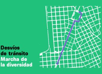 Mapa de desvíos por marcha de la diversidad 2021