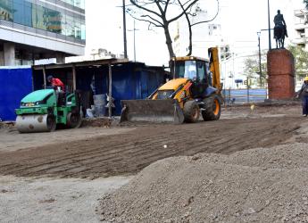 Obras en plaza Manuel Oribe.